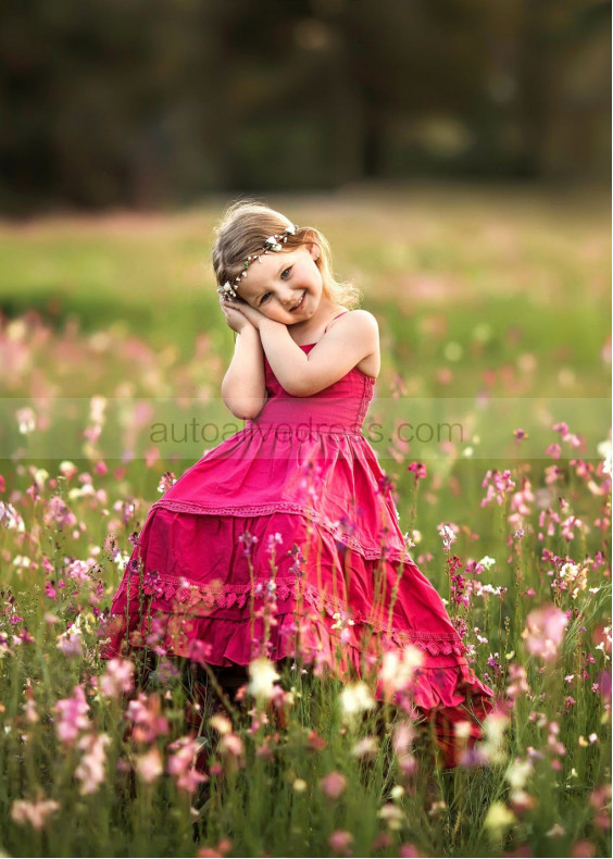 High Low Cherry Cotton Twirl Flower Girl Dress